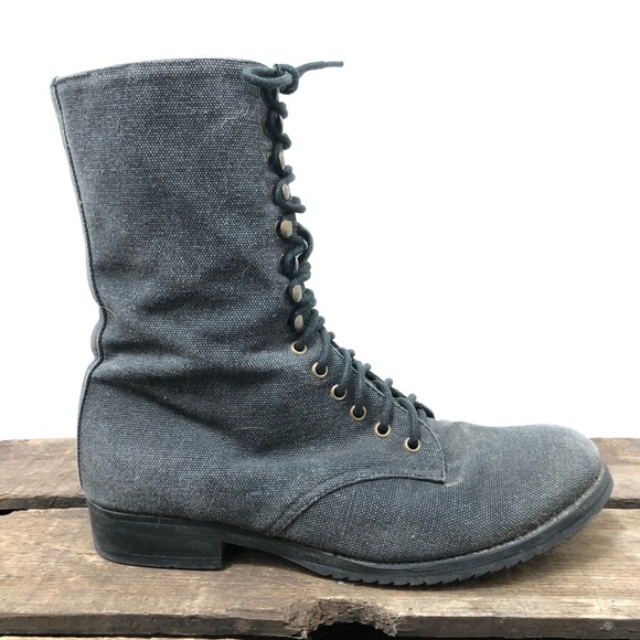 Jeffrey Campbell Grey Canvas Combat Boots - Picture 3 of 8
